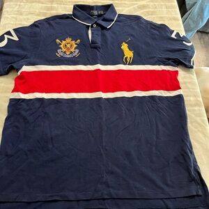 Polo Ralph Lauren Shirt Mens XXL Blue Big Pony Crest Polo Short Sleeve Embroider